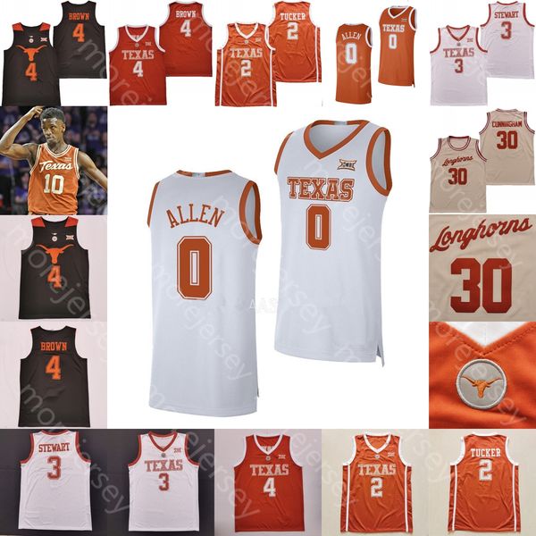 

custom 2023 texas longhorns basketball jersey ncaa college durant marcus carr sir'jabari rice timmy allen tyrese hunter bishop dylan di, Black;red