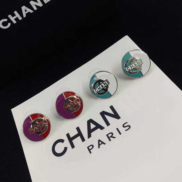 

charm designer 23 early spring earrings blue red white drop glaze audience round anti allergic westernized sports celebrity style 29r6, Golden