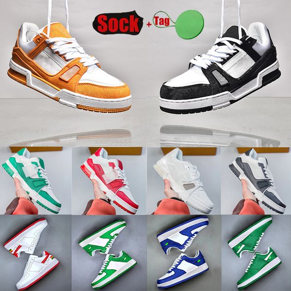 

leather mens womens luxury trainers shoes lvmh designer sneakers intage embossed bright white natural green cream black burgundy purple walk