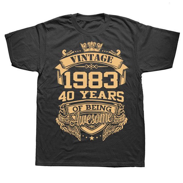 

mens tshirts novelty 1983 40 years of being awesome 40th vintage t shirts graphic streetwear short sleeve summer tshirt mens clothing 230329, White;black