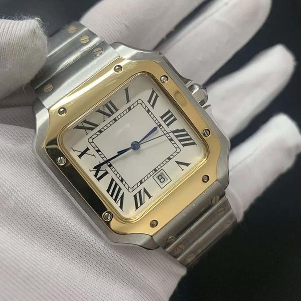 

2023 new square watches 40mm and 35mm geneva genuine stainless steel mechanical watches case and bracelet fashion mens and women watches mal, Slivery;brown