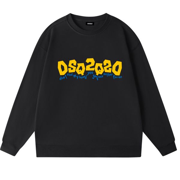 

dsq icond2 casual fashion trend pullover simple classic letter print couple sweatshirt dsq icon street fashion crew neck cotton sweatshirt w, Black