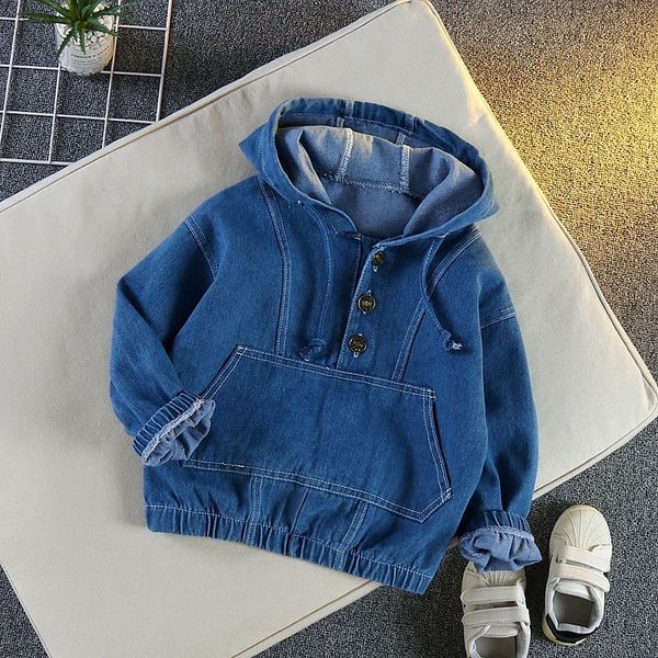 

jackets baby boys hooded sweatshirt 2023 spring autumn kids loose demin coat solid color casual hoodies clothes 230329, Blue;gray