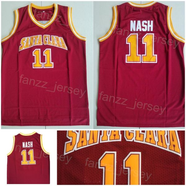

santa clara broncos college 11 steve nash jersey basketball university shirt team color red for sport fans breathable shirt embroidery and s, Black