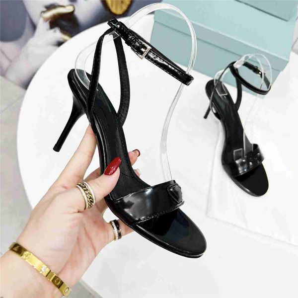 

fashion sandals luxury design 2023 pradity women high heel leather letter logo wedding party casual slippers 03-08, Black