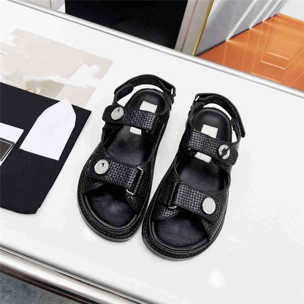 

summer popular women sandals 2023 channel luxury brand business dress wedding party leather high heels casual flat slippers 010-08, Black