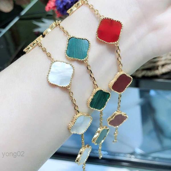 

classic 925 sterling silver four leaf clover bracelets luck agate shell mother-of-pearl ladies brand designers bangle women luxury bracelet, Black