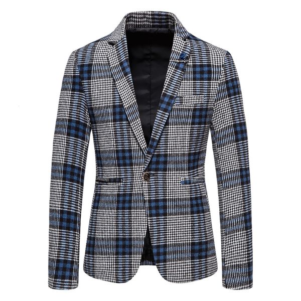 

men's suits blazers sports jacket men's korean trend checker simple business elegant fashion casual party groom gentleman slim fit, White;black