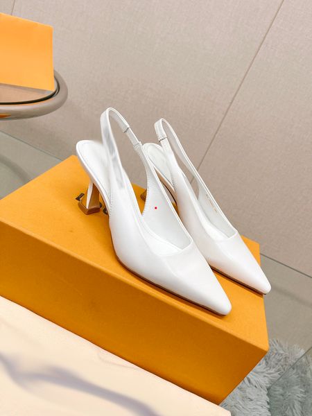 

2023 fashion women shoes pumps high heels pointed toe pearl mules slingback runway spell color wedding party -043, Black