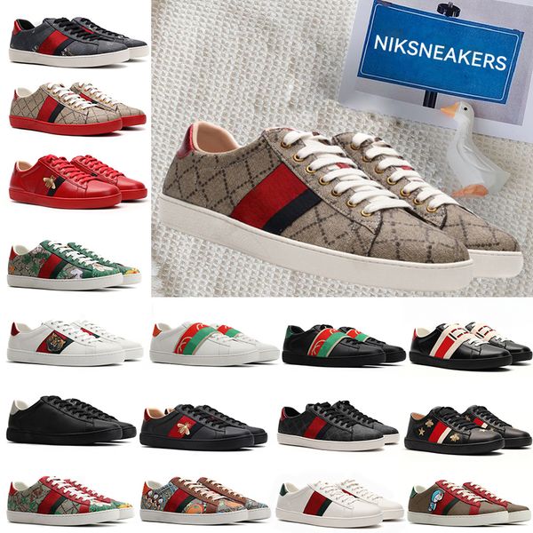 

2023 casual shoes designer sneakers womens shoes sports trainers tiger embroidered white green red stripes sneaker walking men women ace bee, Black