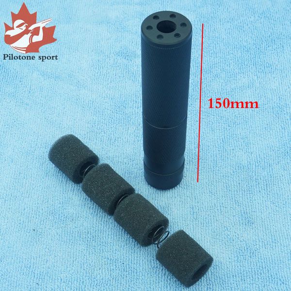 

yygun airsoft barrel m14x1 right thread extended silencer unit 14mm clockwise thread aluminum 150mm length with spring and foam adapter
