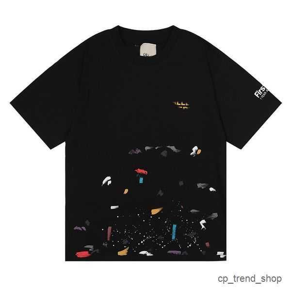 

galleryes gal lavin mens designer t shirt casual man womens tees hand painted ink splash graffiti letters loose short sleeved round neck clo, White;black
