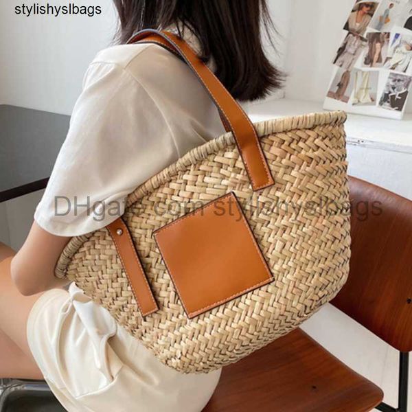 

totes fashion basket women's bag 2023 new summer beach portable straw woven bag large capacity tote handbag 033023h