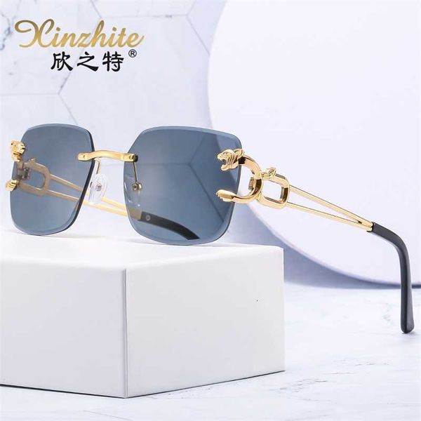 

designer glasses kajia fashion sunglasses personalized leopard decorative frameless modern men's and women's glasses, White;black