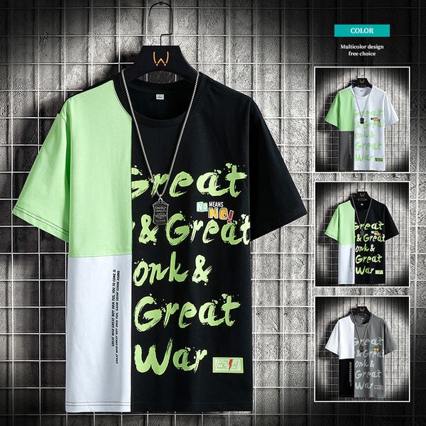 

qnpqyx new summer men t shirt short sleeve round neck cotton harajuku shirt mens tee fashion shirt loose casual clothing 4xl, White;black