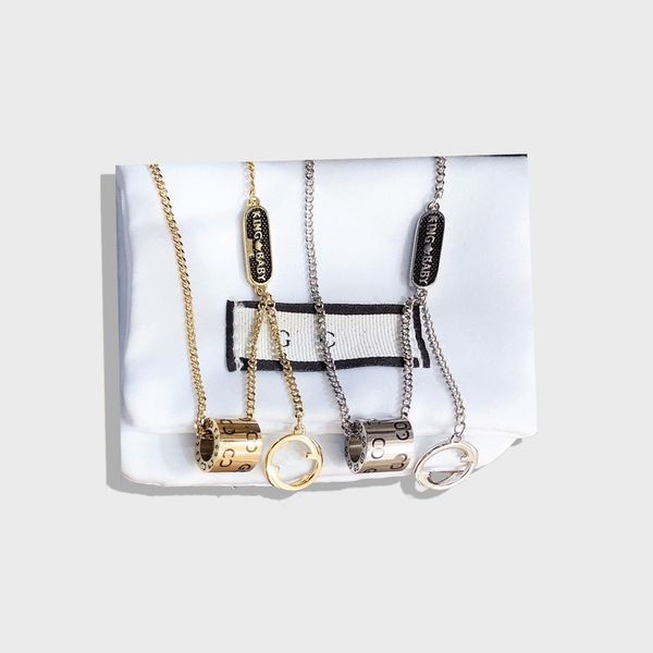 

pendant necklaces gold necklace designer jewelry long chain gift vintage spring couple family letter, Blue;slivery