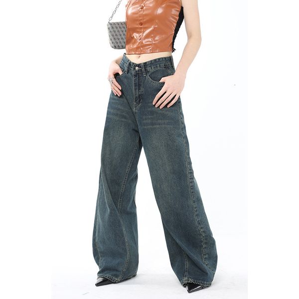 

women's jeans blue high waisted jean straight y2k chic design streetwear vintage baggy denim trouser mom slouchy wide leg pants 230330