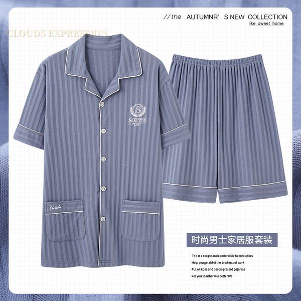 

men's sleepwear summer plus size l-5xl deluxe pajamas knitted cotton men's pajamas set pajamas casual pajamas 230330, Black;brown