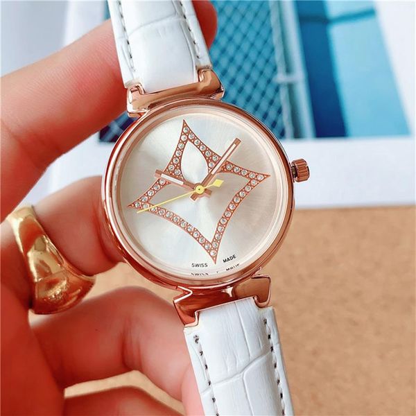 

brand watch women girl crystal flower style leather strap quartz wrist watches l22264v, Slivery;brown