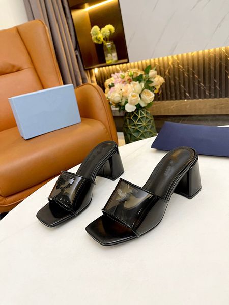 

designer slides women embroidered fabric slippers metallic slide sandals sandal triangle chunky heels fashion summer beach low heel shoes 02, Black