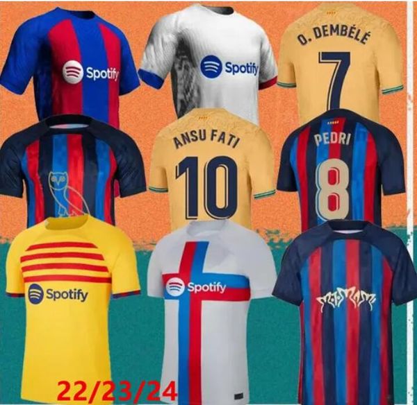 

22/23/24 barcelona soccer jerseys kessie lewandowski gavi pedri 22 23 barca camiseta de futbol ferran fc ansu fati memphis 2022 2023 barcelo, Black