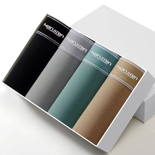 

underpants 4-piece men's underwear shorts cotton underwear men's breathable boxing shoes solid boxing shirt brand underwear 230330, Black;white