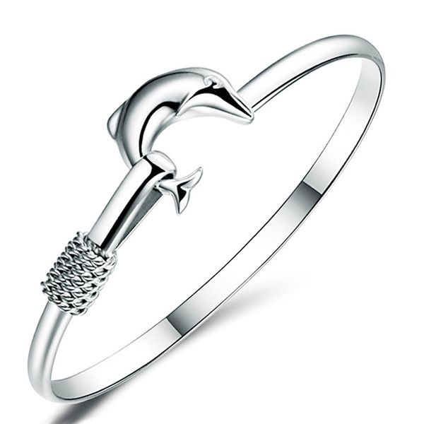 

dolphin bangle silver plated hand chain fashion jewelry wemon 10pcs/lot, Black