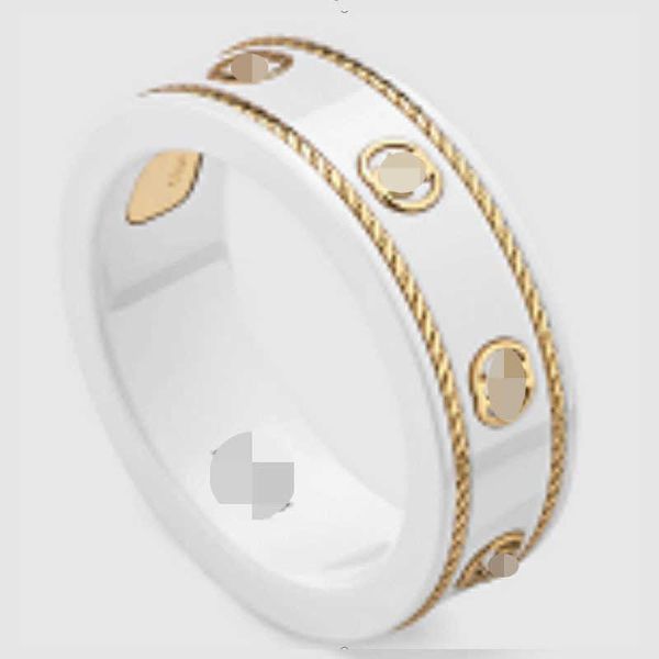 

2023 designer new gujia guqi double g s925 silver ceramic planet bee couple ring gift high version