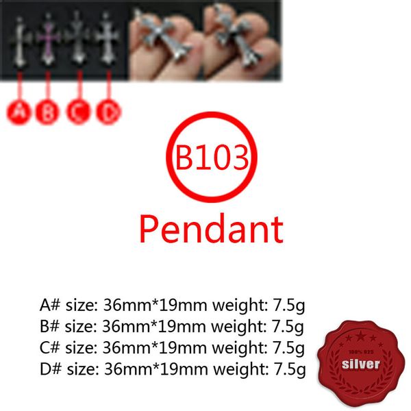 

b103 s925 sterling silver pendant personalized punk style retro hip hop simple diamond inlaid cross flower letter shape gift for lovers