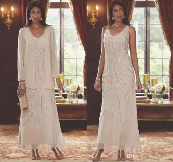 

elegant v neck long evening formal dresses mother of bride dresses with jackets sequined chaussures chiffon mother039s dress cu5426505, Black;red