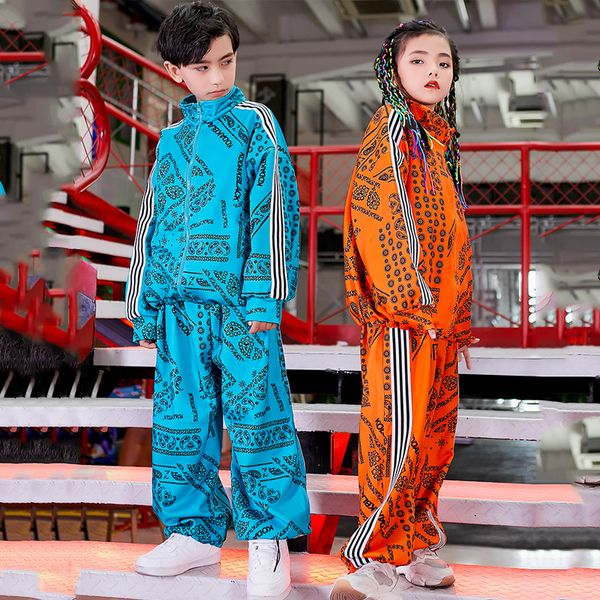 

dancewear girls boys fashion kids cool jazz dance suit children handsome jacket pants hiphop street clothes stage catwalk performance 230330, Blue