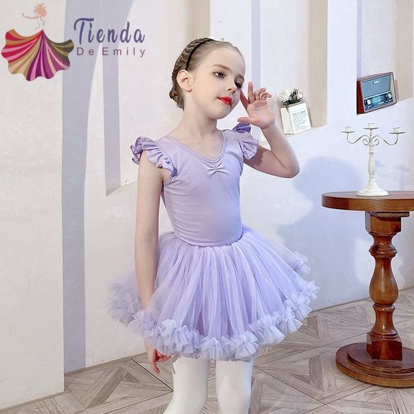 

dancewear children's dance clothes girls training dress kids ballet skirt tutu classical dance costume examination solid leotard open f, Blue