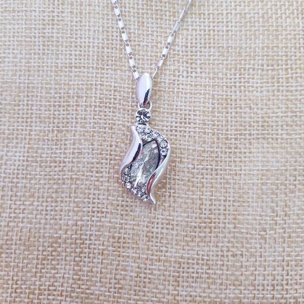 

popular angel elf shape pendant necklace inlaid superior quality rhinestone crystal twinkle decorate adjeustable length non fading elegant o, Silver