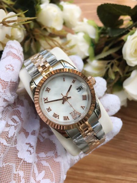 

with original box seller women watch lady size 31mm girl sapphire glass wristwatch 2813 movement automatic mechanical movement watches, Slivery;brown