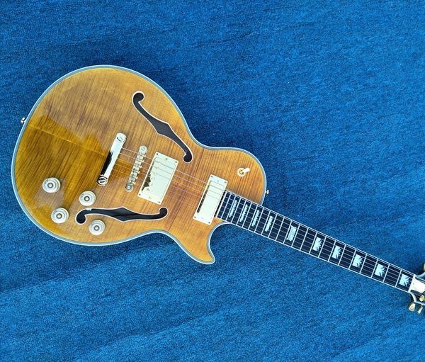 

standard electric guitar lp right hand guitar good sound quality jazz guitar with tobacco color with f holes