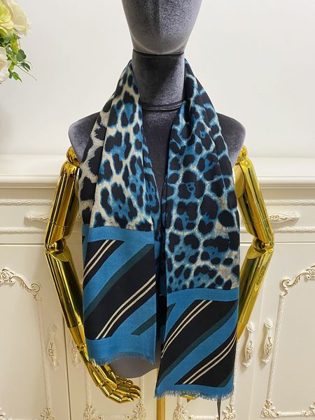 

women's square scarf scarves 100% cashmere material thin and soft blue color print leopard grain size 125cm - 125cm, Blue;gray