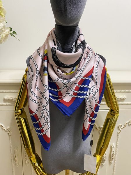 

women's square scarf scarves 100% twill silk material pink color pint letters pattern size 110cm- 110cm, Blue;gray