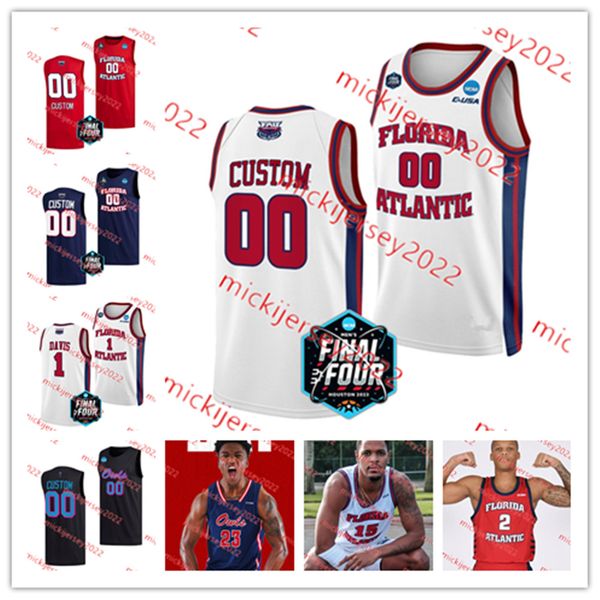 

2023 men's final four fau owls basketball jersey giancarlo rosado custom bryan greenlee isaiah gaines michael forrest jalen gaffney flo, Black
