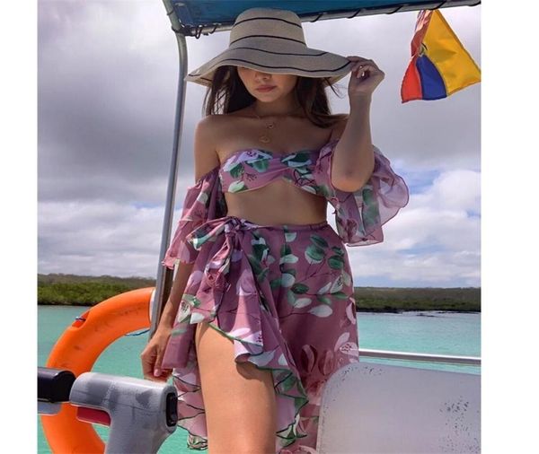 

ruffle bikini retro women vintage floral push up bikinis set high waist padded biquini swimwear swimsuit bathing suit 2203088531804
