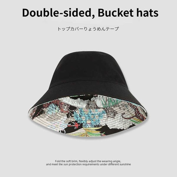 

wide brim hats 2023 plus size tiger men bucket hat xl 60-63cm summer sunscreen sun hat large bob reversible women panama couple fisherman ca, Blue;gray
