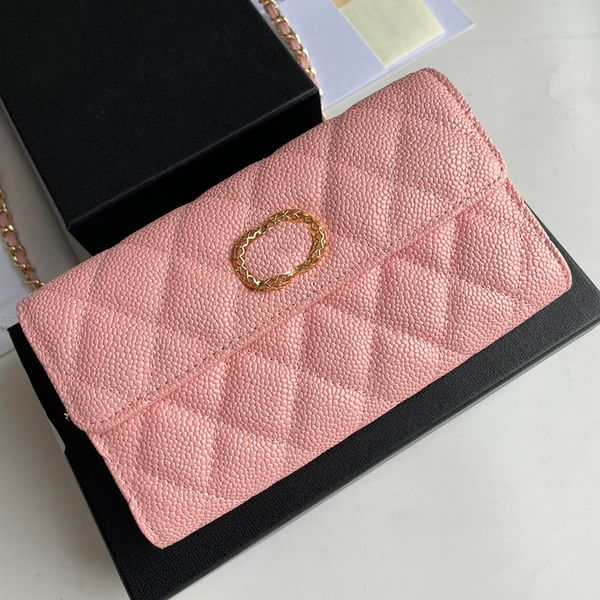 

womens woc long bifold wallet bags caviar leather calfskin/lambskin card holder purse with cutout hollow out badge card holder ghw crossbody, Red;black