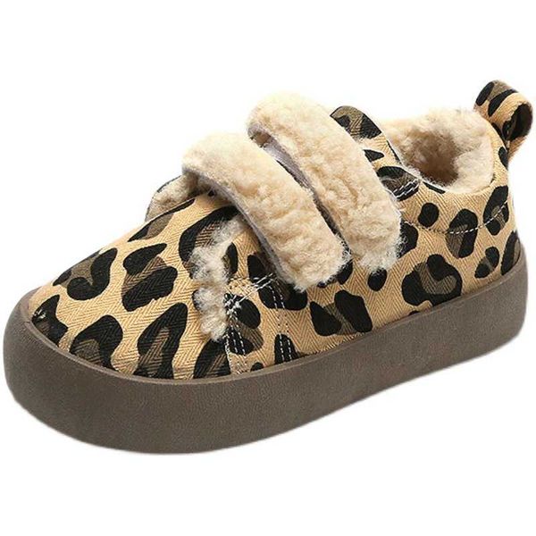 

athletic outdoor winter children cotton canvas shoes baby soft warm casual shoes boys girls fashion leopard print low-sneakers w0329, Black