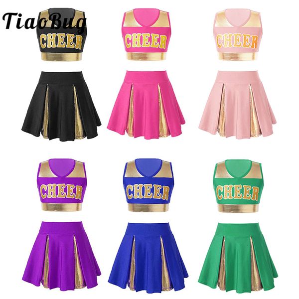 

dancewear kids girls cheerleader costume high school cheer leader uniform outfit for carnival party halloween cosplay dress up clothes 23033, Blue