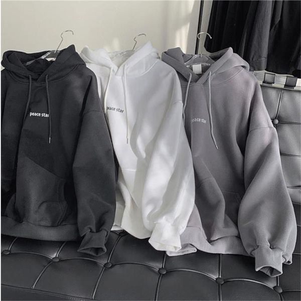 

men s hoodies sweatshirts arrival warm men autumn winter hooded sweatshirt solid color high street pullover loose male big size 230330, Black
