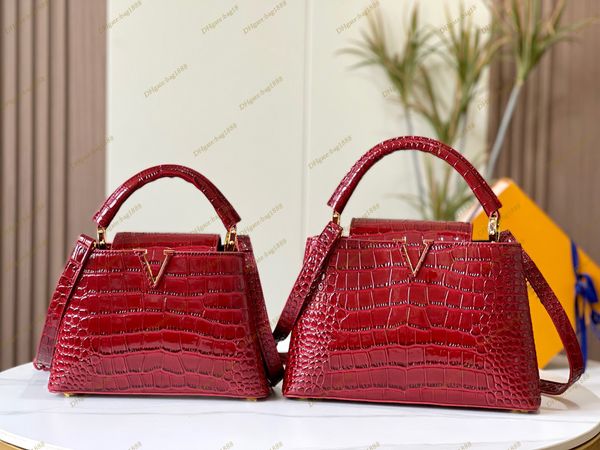 

classic women's handbag luxury designer bag fashion leather crocodile european british style briefcase gold silver black one shoulder c