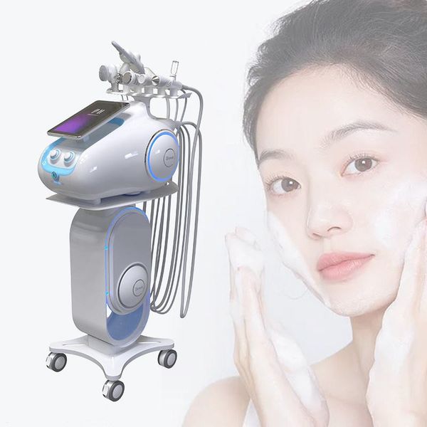 

multifunctional beauty equipment 6 in 1 smart skin revitalizer pore remover deep cleansing dermabrasion jet peel hydra skin care oxygen faci, Black;white