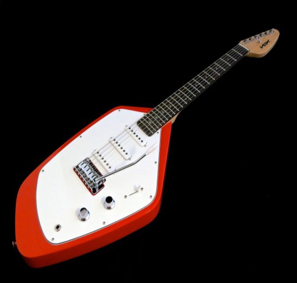 

custom 6 strings vox mark v teardrop phantom solid body red electric guitar 3 single coil pickups tremolo tailpiece vintage whit5474901
