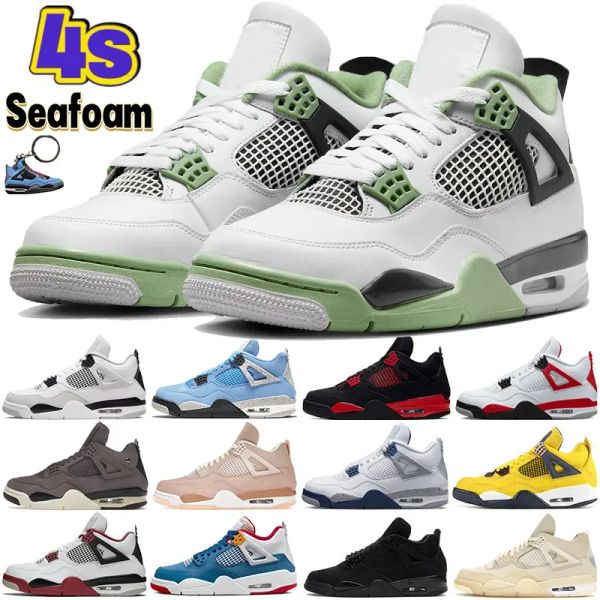 

with box 4s basketball shoes women men 4 retro military black cat red thunder university blue cool greys trainer sneakers size 36-47