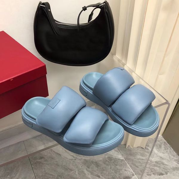 

comfortable slippers designer thick sole shoe cloud soft women sandals genuine leather casual home dinner classic fashion flat bottom beach, Black