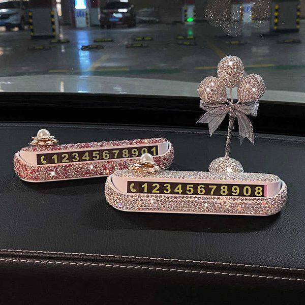 

new car temporary parking sign women's trending creative phone number parking card car moving luminous digital ornaments for car